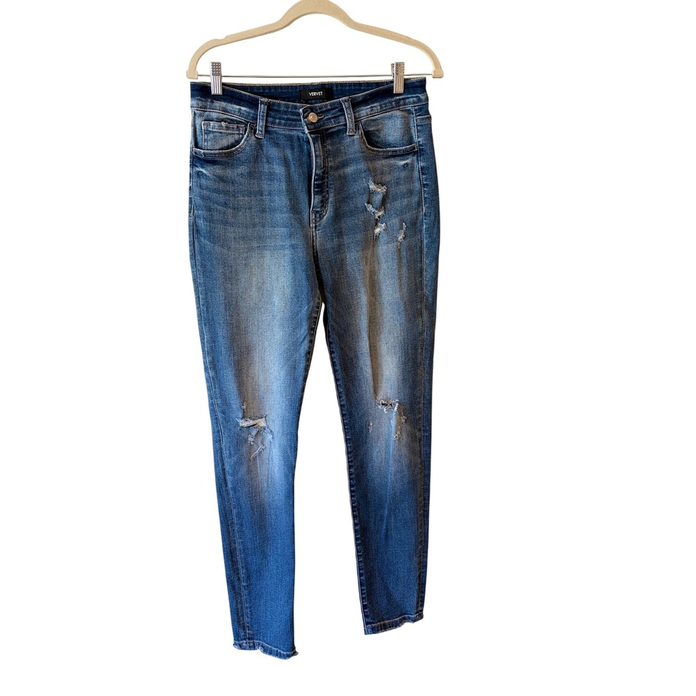 Vervet Distressed Skinny Jeans Blue Medium Wash High Rise VT388 Size 30